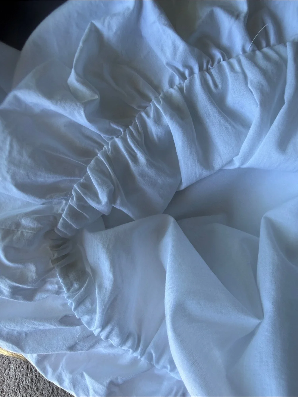 Zara White Puffed Hem Crop Top
